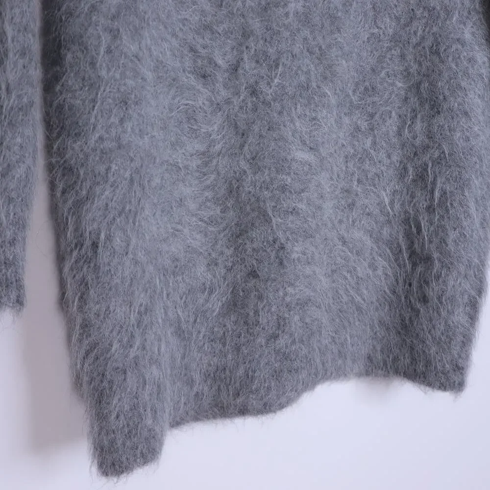 J. CREW Relaxed V Neck Cardigan Sweater Ash Gray Brushed Yarn Women's 2XS